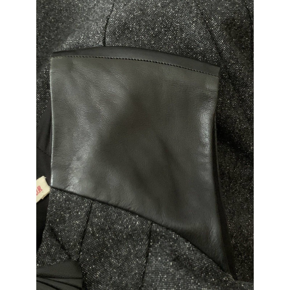 Rebecca Taylor Women’s Herringbone Gray Wool Silk Lambs Leather Trim Size 6 - Picture 12 of 14